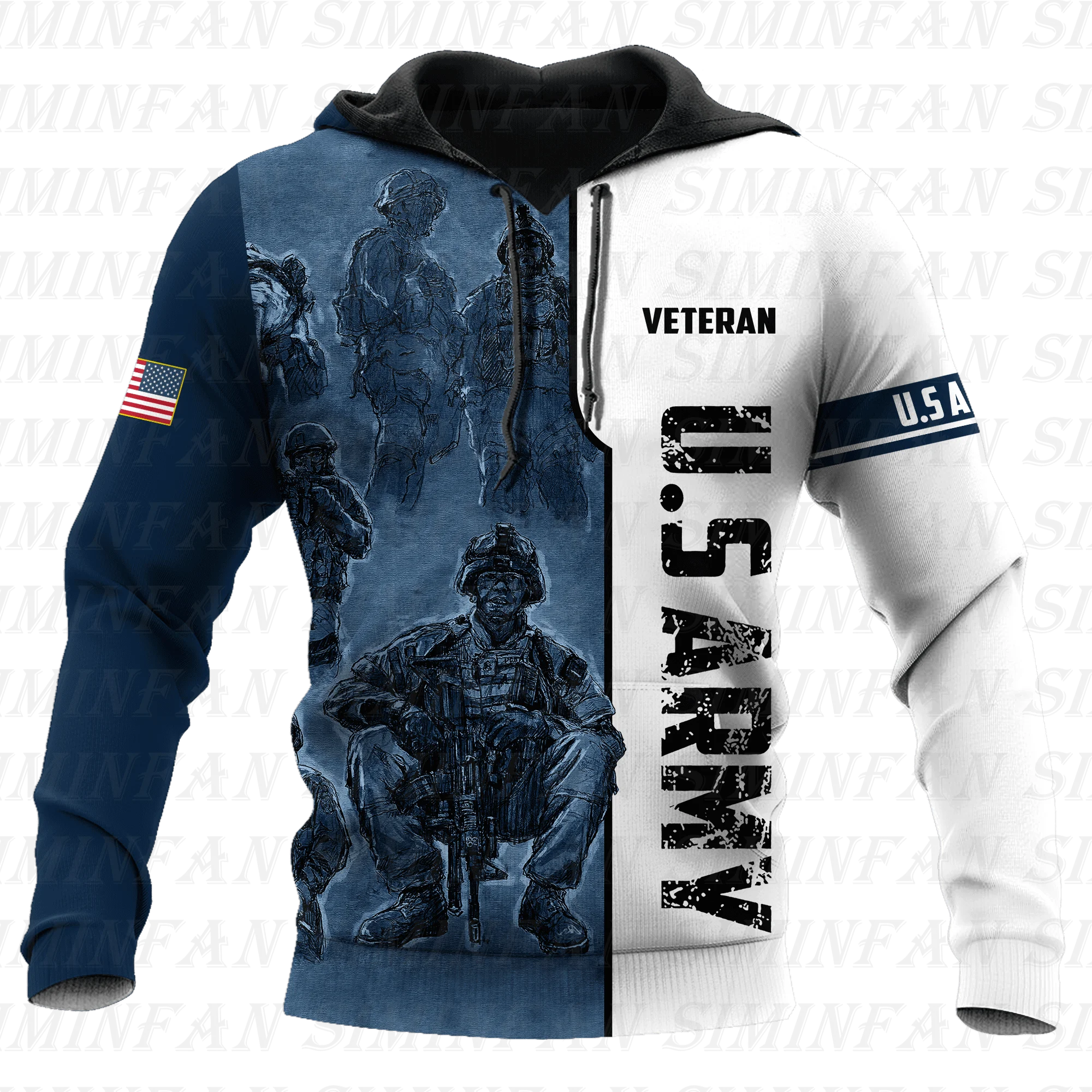 

US Army Veteran Blue Camo 3D Printed Men Hoodies Zipper Jacket Harajuku Hooded Pullover Unisex Casual Sweatshirt Women Outwear