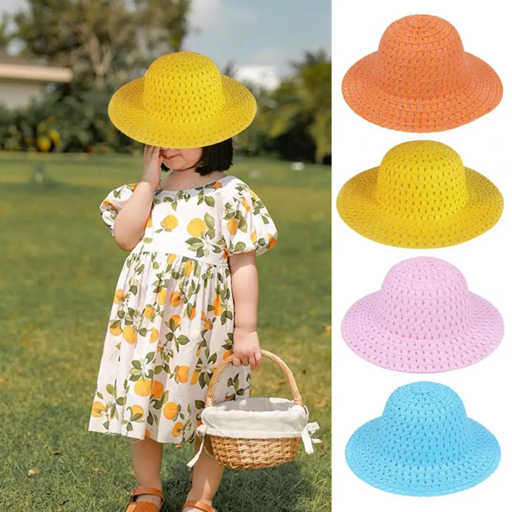 Easter Bonnet Straw Hat For Kids DIY Easter Straw Woven Hat Spring Party Summer Beach Accessory For Party Dress Supplies