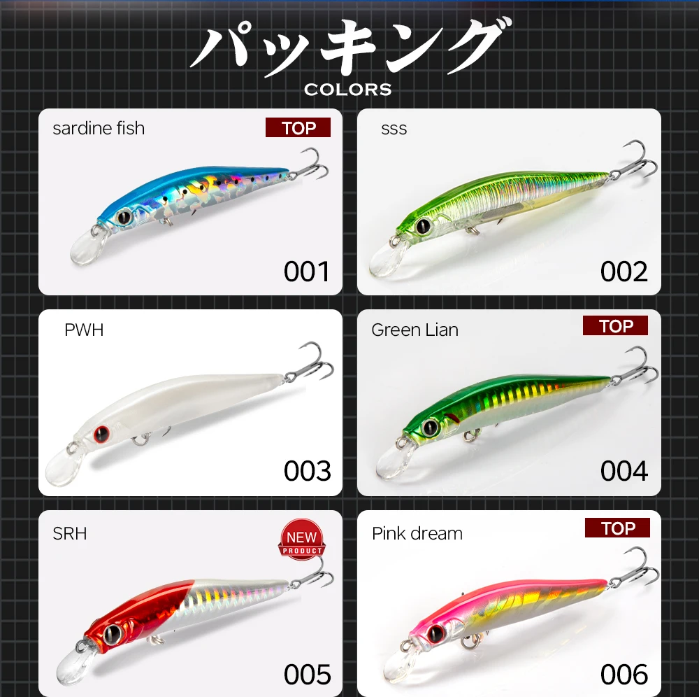 Hunthouse Künstler Minnow Angelköder 80 mm 8,5 g Meeresangeln Sinkende Köder Jerkbait Wobbler Twitch Action für Forellenbarsch LW401 – Detail 8