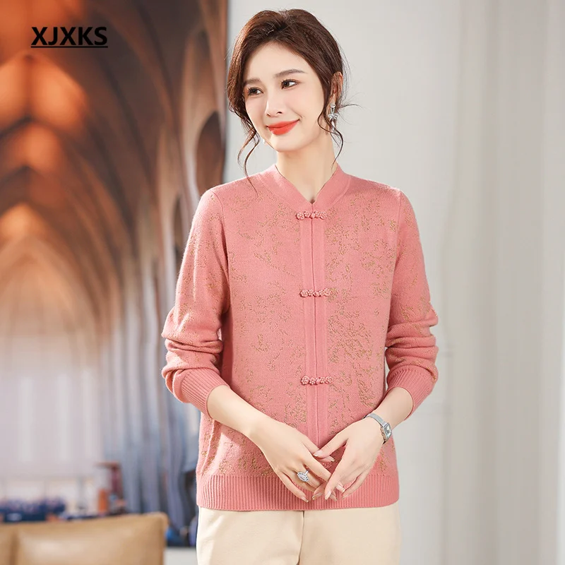 

XJXKS Temperament Stand-up Collar Women's Sweater 2023 Fall And Winter New Loose Oversize Soft Warm Wool Knit Pullover