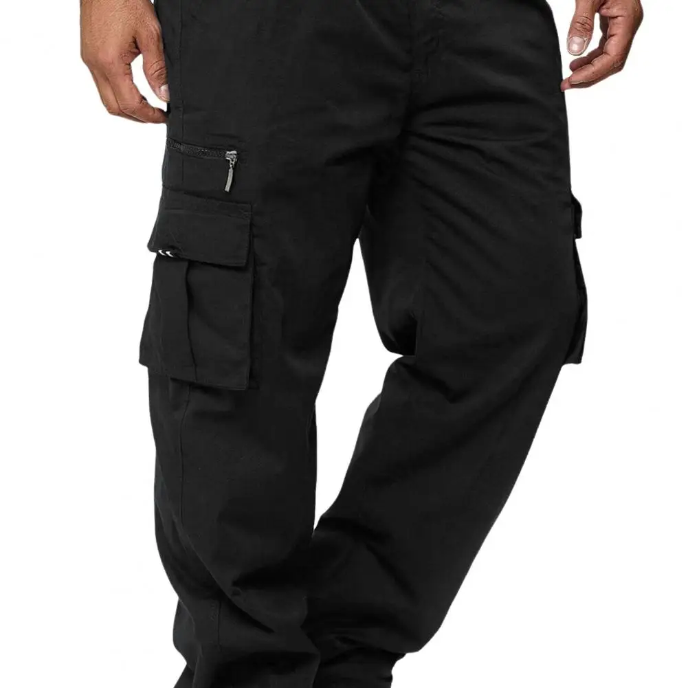 Description Picture 5 of itemCasual Trousers with Multiple Pockets Men's Elastic Waist Cargo Trousers with Multiple Pockets for Outdoor Activities for Daily