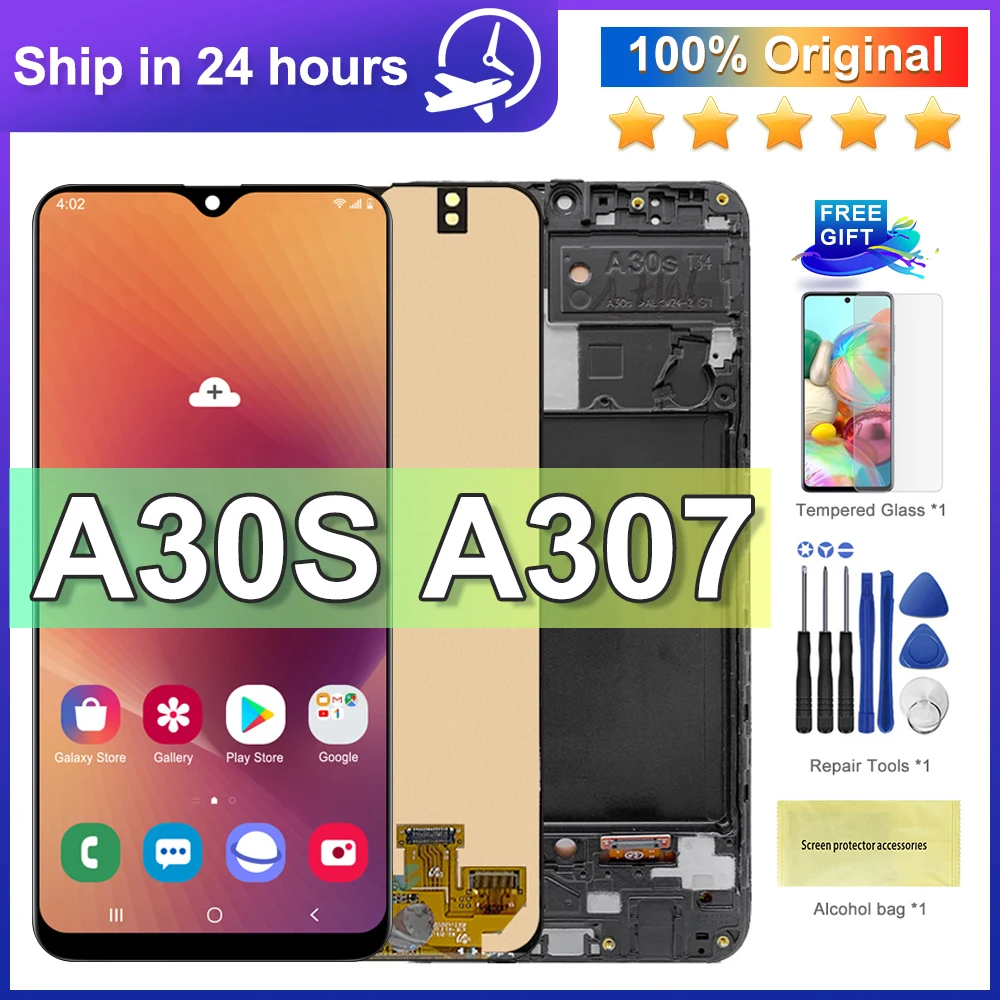 

100% Original 6.4'' For Samsung A30s A307F A307 A307FN LCD display touch Screen Digitizer Assembly with frame replacement