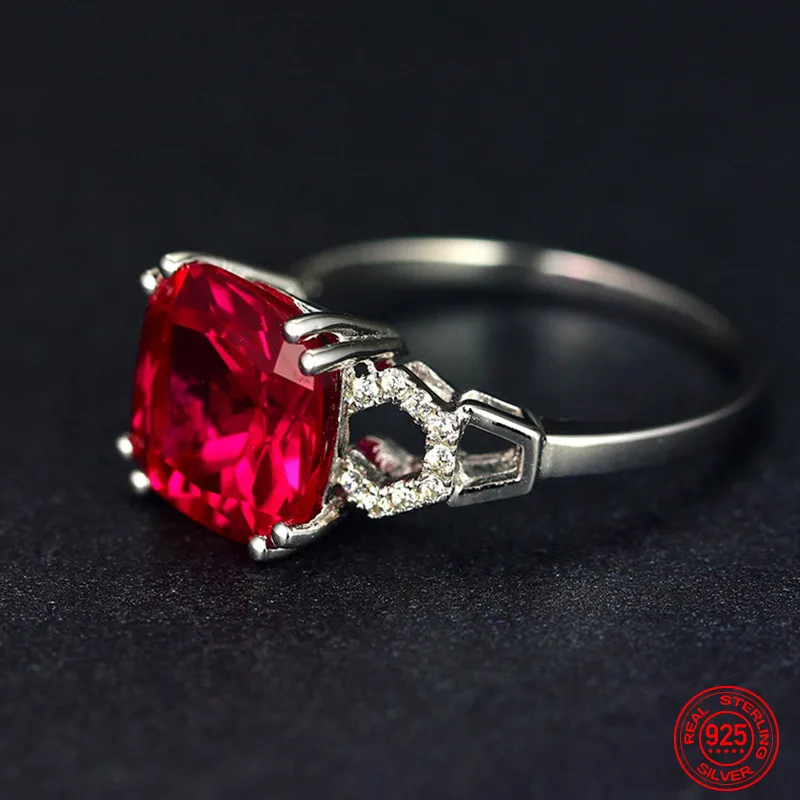 

925 Sterling Silver Ruby Finger Ring For Women Fashion Wedding Jewelry Gifts