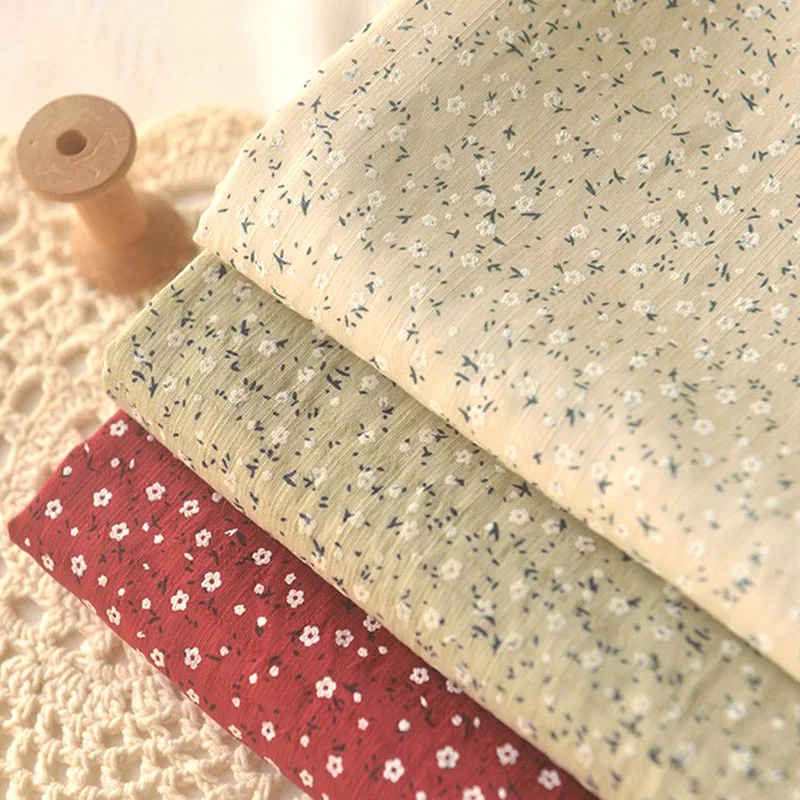 150x50cm Small Flower Bamboo Joint Dark Grain Fiber Cotton Fabric, making Clothing Dress Top Shirt Doll Clothes Fabric