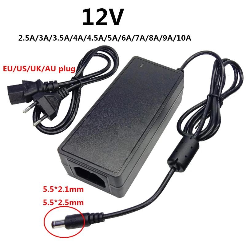 Alimentatore Universale 12 V Ac Dc 12 Volt 3A 4A 5A 6A 7A 8A 9A 10A 12 V Adattatore Led Driver Switch Adattatore Trasportatore