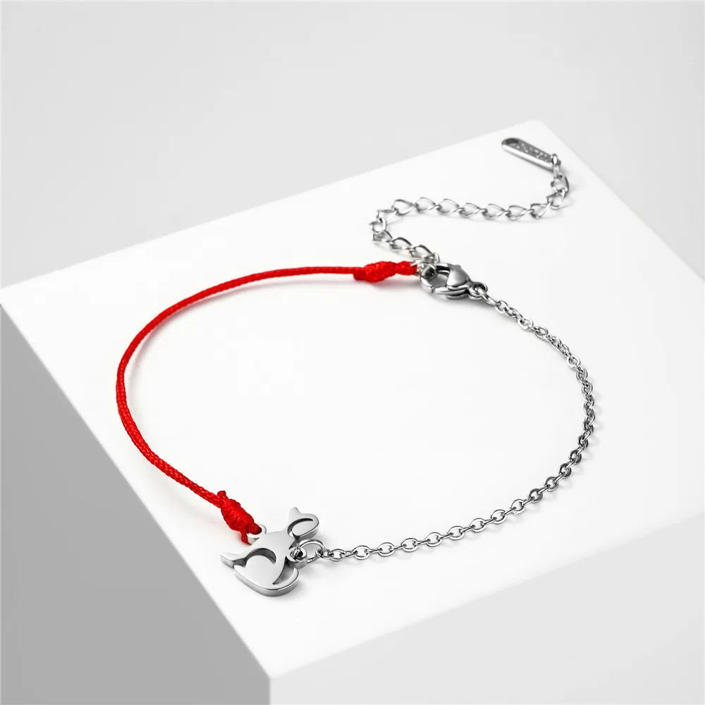 Cute Dog Women's Hand Bracelet Wax Cord Stainless Steel Gold Color - PeticaDeals