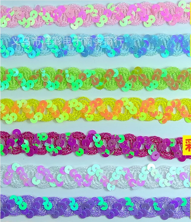 Sequined Embroidered Lace Ribbons Appliqued Cosplay Costumes Trims Band Lace Clothes Accessories 12 Yards 1.5CM Wide