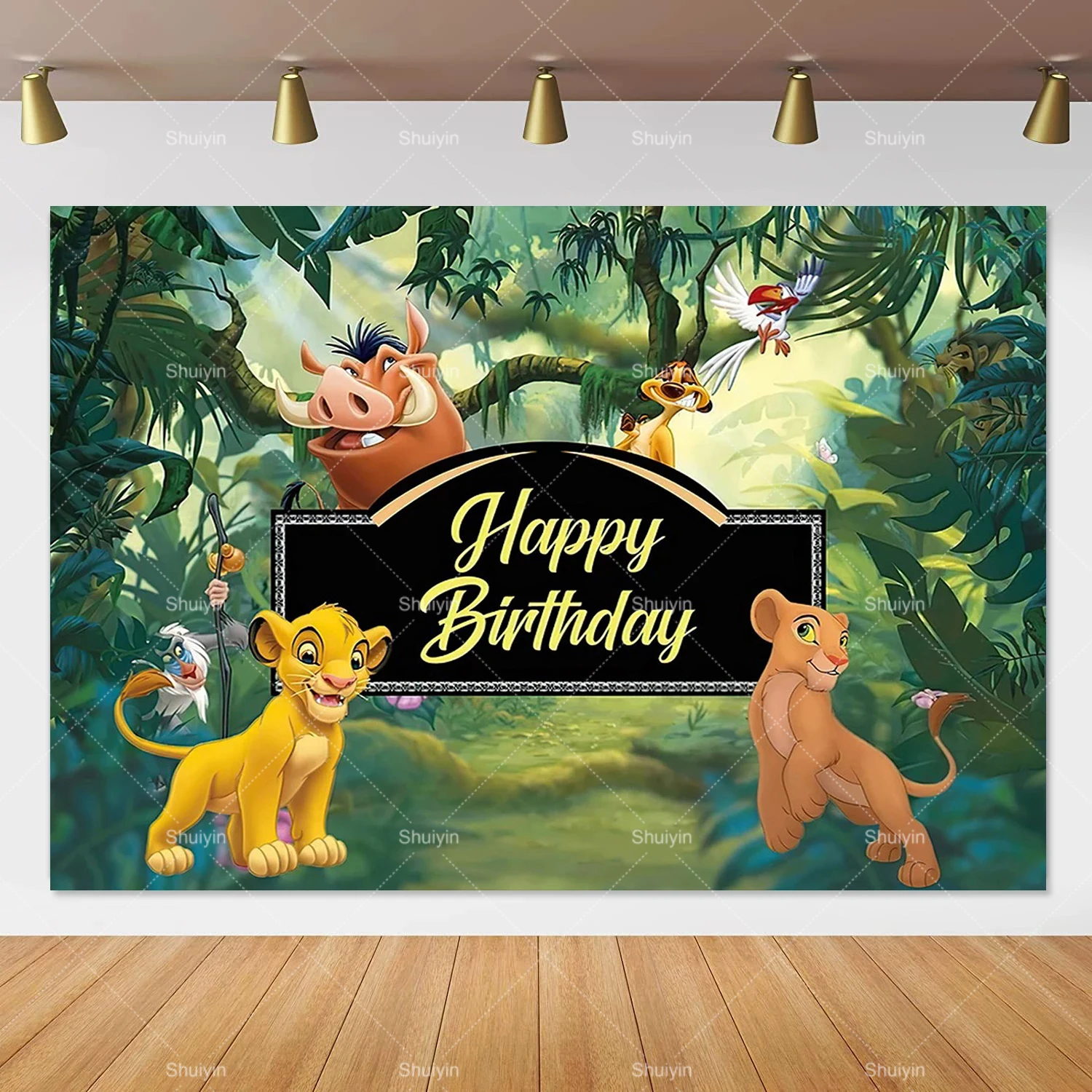 Simba's Jungle Celebration Backdrop - Tropical Birthday Party Decor Banner