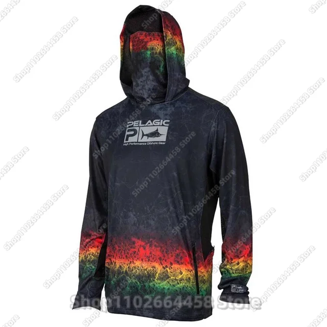 Pelagic Fishing Shirts Men Hooded Long Sleeve Fishing Clothing Uv