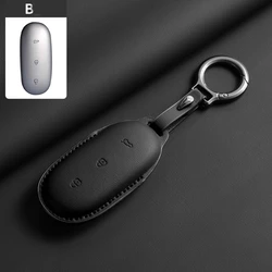 Premium Leather Car Key Case - Elegant Key Shell Cover & Fob Holder (Black ring set)
