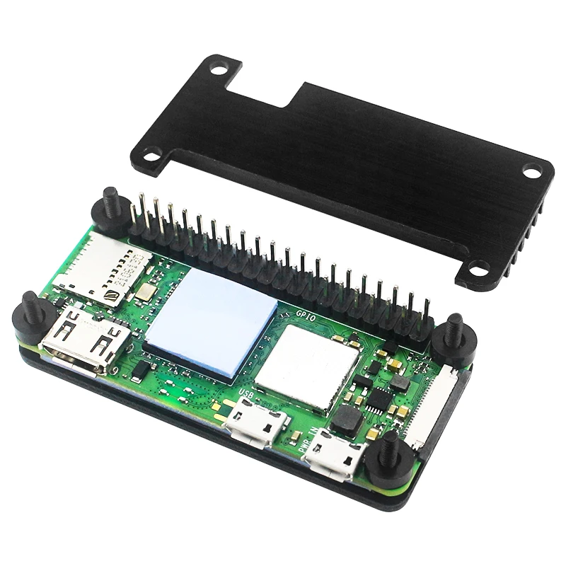 알루미늄 패시브 냉각 쉘 인클로저, 열 패드 GPIO 핀 헤더 포함, 라즈베리 파이 제로 2 W 케이스