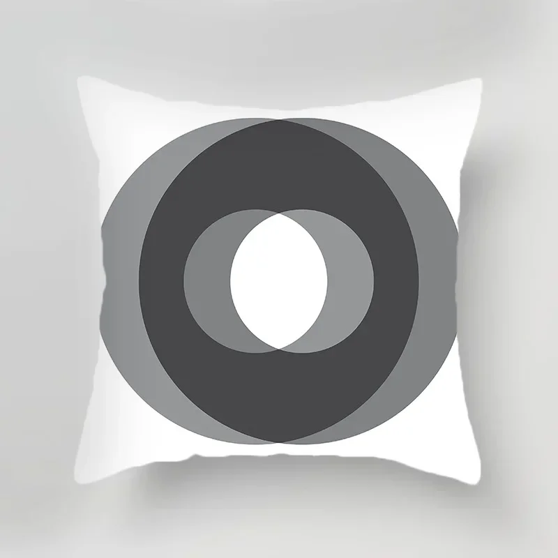 Black and white gray geometric cushion cover living room office sofa pillow  Nordic home decoration peach skin 3