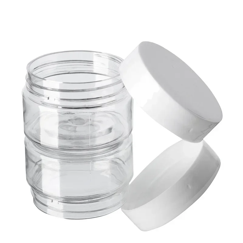 20pcs 30/50/60/80/100/150ml Plastic Empty Jars With White Lids Canister Face Cream Container Food Travel Bottle Home Supplies