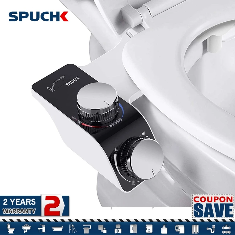 Seat Bidet Toilet Attachment Ultrathin Hot Cold Water Nonelectric