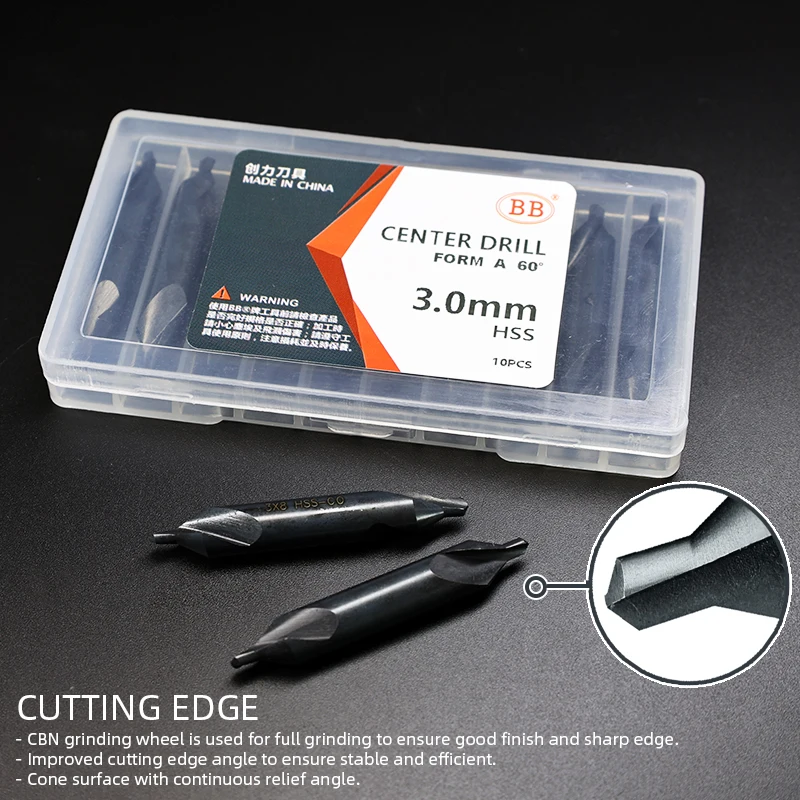 Drill Bit BB Center Drill HSS Co M35 Countersink Chamfer Lath Bit A Form 60 Degree Diameter 1 1.5 1.6 2 3.15 4 5 6 for Metal Aluminum