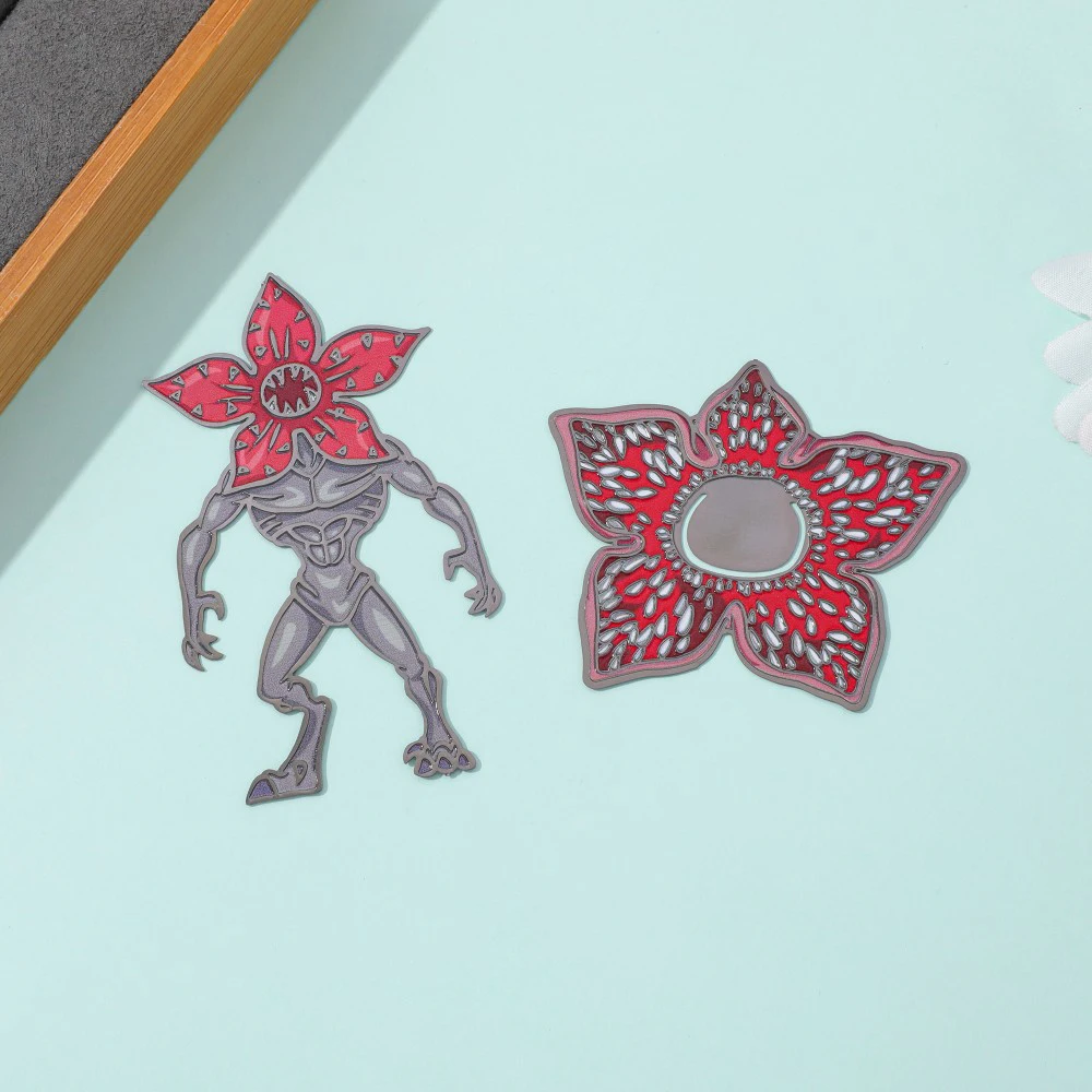 Demogorgon&Flower shaped Horror Gothic Metal Bookmarks Book Clips for Science Fiction Fans