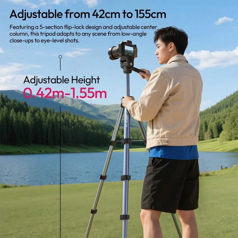 Ulanzi TT39 Video Tripod for Smartphone Camera Video Light Livestream Vlog Shot with Phone Clamp Horizontal Vertical Photography 3