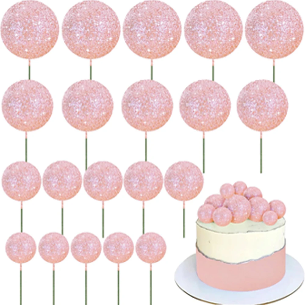 Pink and Purple Glitter Balloon Cake Topper Set - 20 Pieces