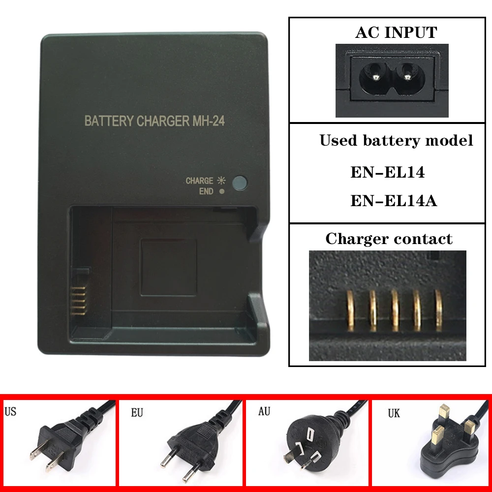 Mh24 Camera Battery Charger For Nikon Enel14 P7100 P7000 D3100 D5200