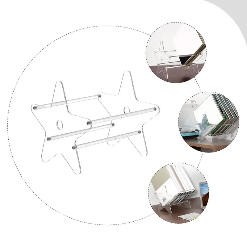 Description Picture 4 of itemHolder Rack Stand Acrylic Record Book Storage Shelves Storage Album File Organizer Display Bookends For Desktop Showing Ends Cd