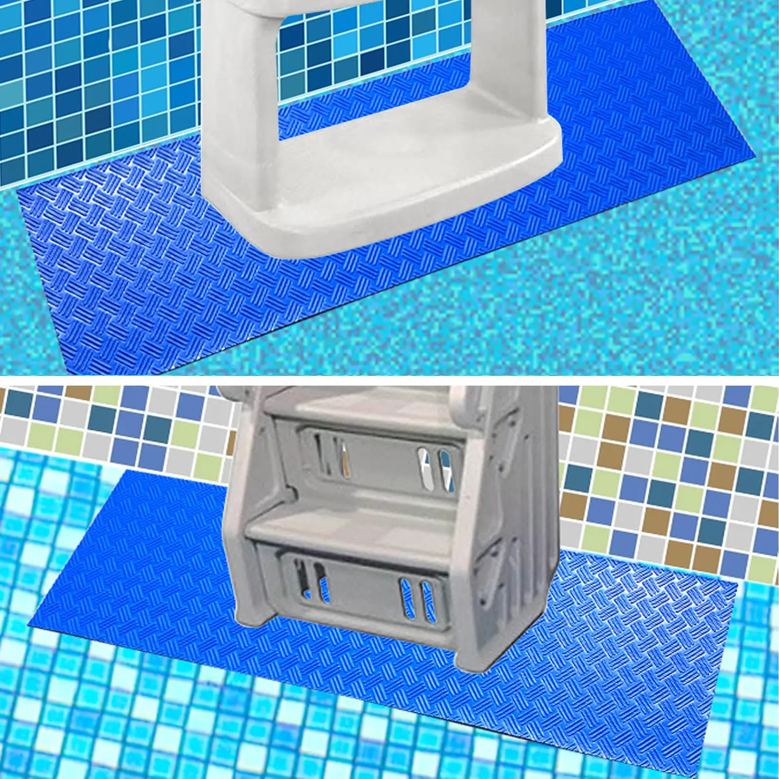 BOTOWI Alfombra Antideslizante Para Piscinas, Estera Más Gruesa De Escalera De Piscina, Alfombrilla De Fondo Para Piscinas Elevadas, Esteras De Piscina Para Cubierta,Azul,0.9x1m
