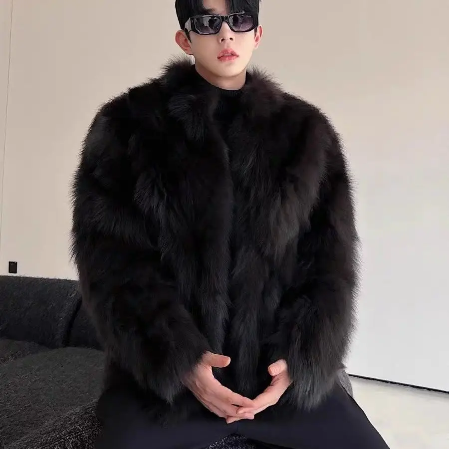 Leather Jackets Imitation Fur Coat Y2k Jackets for Men Fur Imitation Leather Jacket Thickened Fox Mink Coat Winter Jacket Men Fur One piece Coat Winter