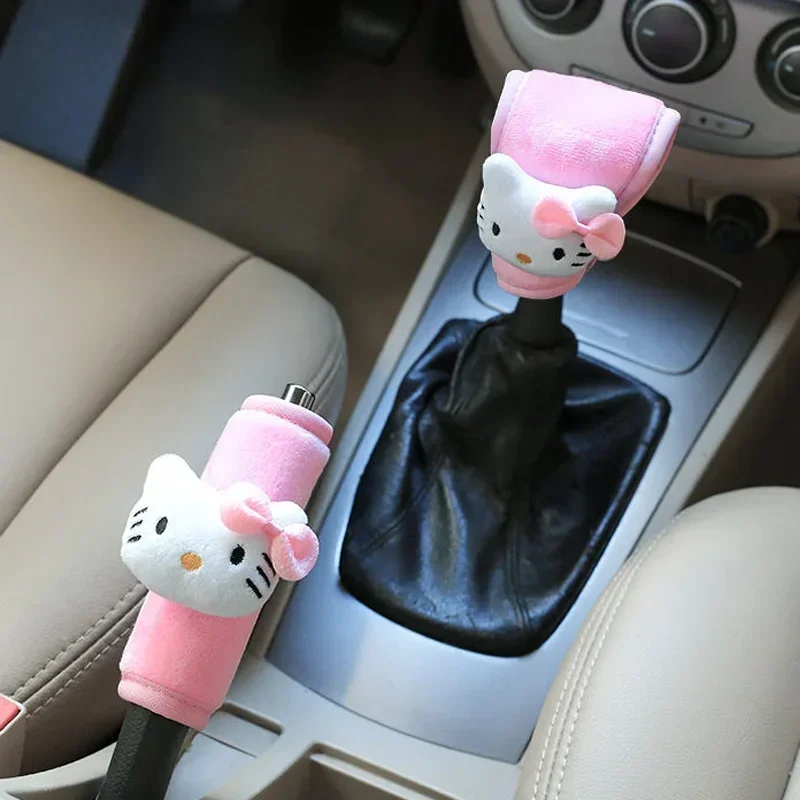 

Sanrio Hello Kitty Kawaii Car Shift Knob Cover Cartoon Universal Gearshift Cover Handbrake Non Slip Protectors Auto Accessories