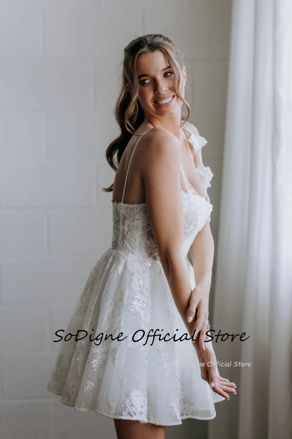 SoDigne Short Appliques Wedding Dresses A-line Sweetheart Sleeveless Tulle Bridal Dress Beach Mini Wedding Gown 2025 customized 14 Sb39b36efdefb499e819e30aeab9f0a70p