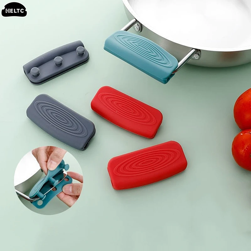 

2Pcs/Set Pot Pan Silicone Saucepan Handle Holder Cover Heat Insulation Pot Earmuffs Anti-hot Microwave Pan Grip Kitchen Tools