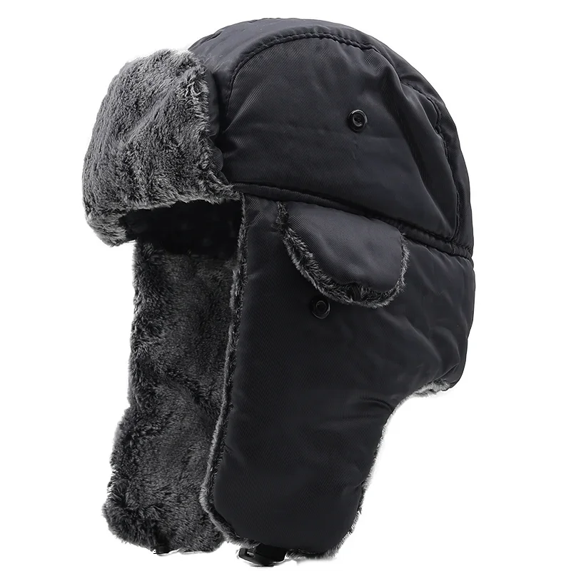 

Unisex Men Women Russian Hat Trapper Bomber Warm Trooper Ear Flaps Winter Ski Hat Solid Fluffy Faux Fur Cap Headwear Bonnet