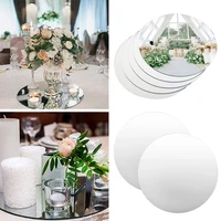 Round Mirror Glass Tray DIY Acrylic Candle Plates Dining Table Centerpiece Decor Hotel Home Wedding Celebration Party Decoration 1