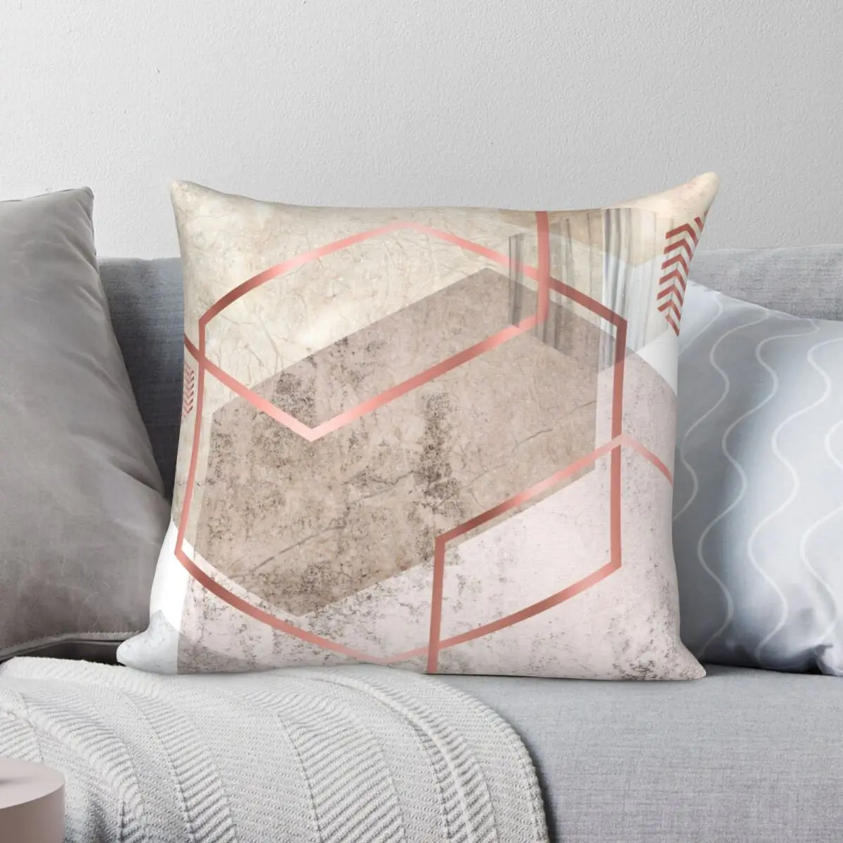 

Geometric Abstract Pillowcase Polyester Linen Velvet Printed Zip Decor Home Cushion Cover
