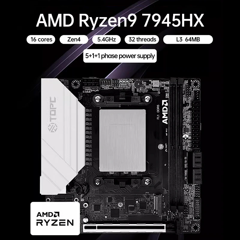 TOPC NEW AMD Ryzen R9-7945HX ITX Onboard CPU Motherboard Kit 16