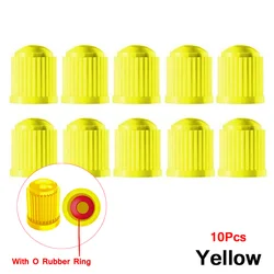 Premium Airtight Seal Tire Valve Caps - Durable Plastic Dust Covers with O - Ring Protection (10pcs - Yellow)