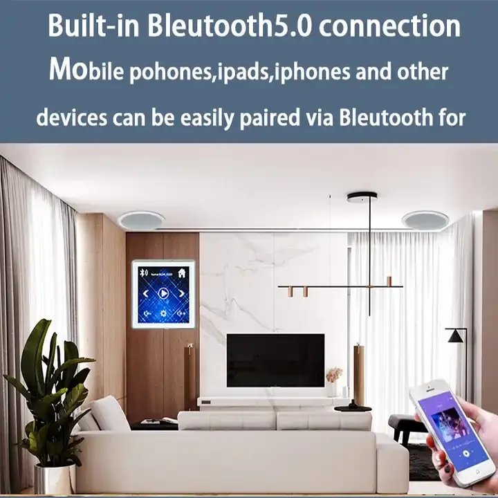 Smart Bluetooth Wall Amplifier Home Theater 4inch Touch Screen 2 or 4 Channel Stereo Powerful Amp Module Support USB/TF/Fm gifts