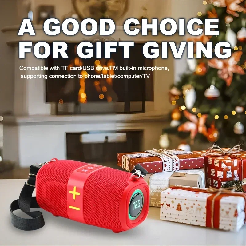 T&G TG667 Crossbody LED light portable Bluetooth speaker, outdoor small and high appearance level, compatible with USB/AUX/TF/FM