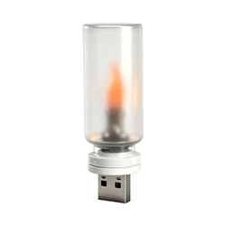 LED Frosted Glass Candle with Simulated Flame - Flickering USB Night Light (Frosted)