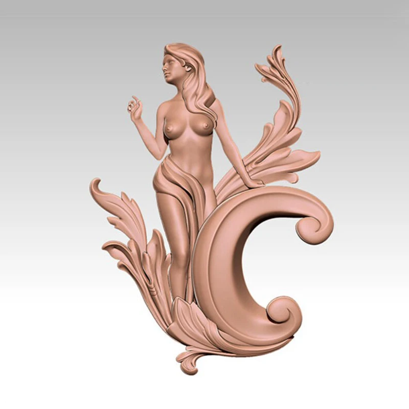 3D Model STL File Sexy Baroque Woman Ornament Corner Volute #1 Relief for CNC Router Engraving - ZBrush Artcam Aspire Cut3d wood locator Woodworking Machinery