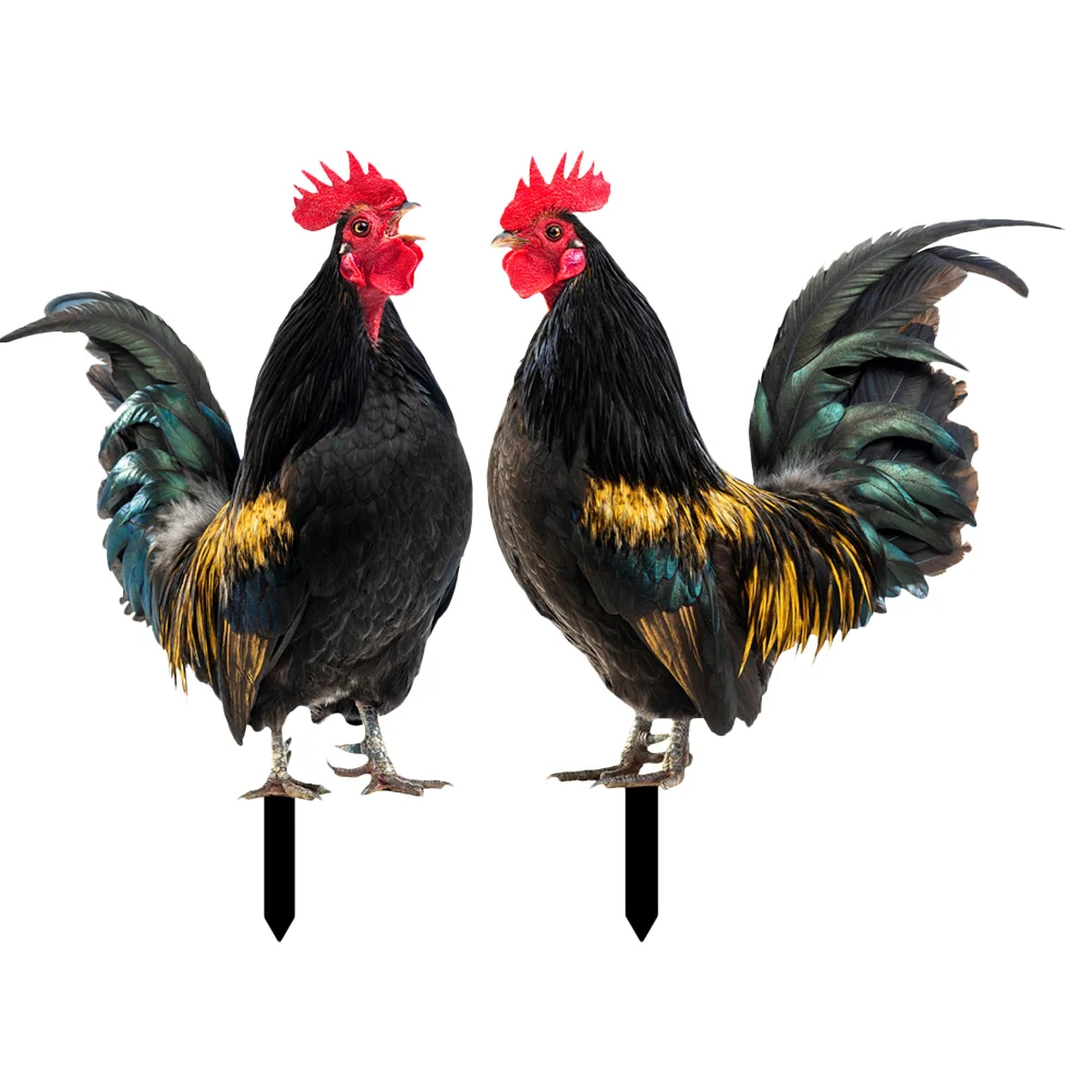 

2 Pcs Animal Decorative Garden Inserts Outdoor Chicken Yards Stake Acrylic Stakes