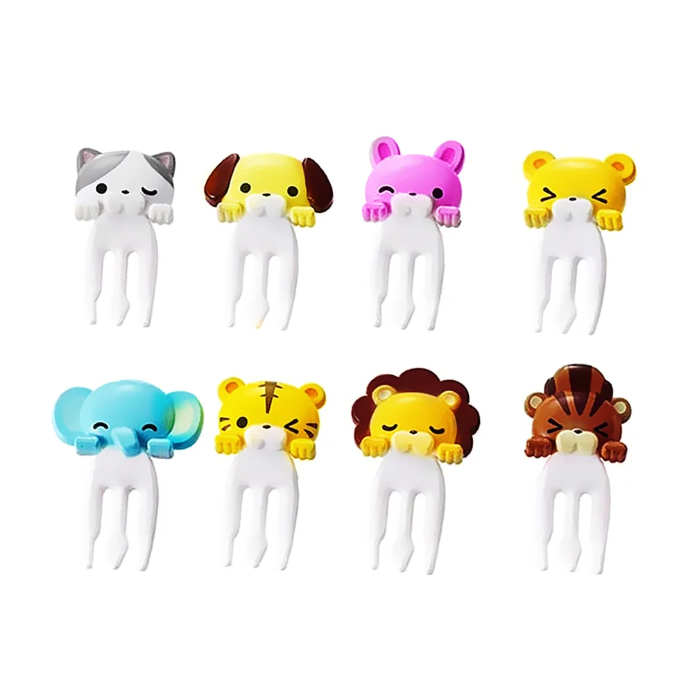 

8 Pcs Fruit Fork Animals Food Forks Cartoon Picks Cocktail Toothpicks Salad Plastic Child Mini