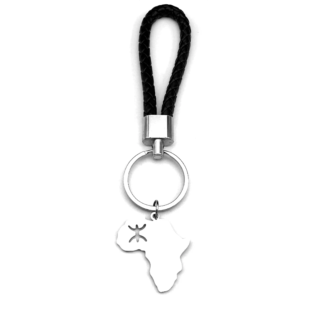 Edelstahl Berbers Afrika Karte Schlüsselanhänger Frauen Männer Silber Farbe Amazigh Brief Kabyle Berbere Schlüsselanhänger Schmuck – Detail 10