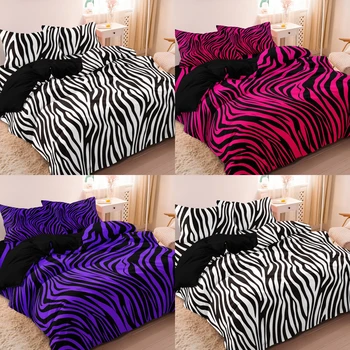 3pcs Bedding Set Rose Red Zebra Print Leopard Print Digital Print Duvet Cover Set,,Digital Print,Using A Family Hotel Dormitor 1