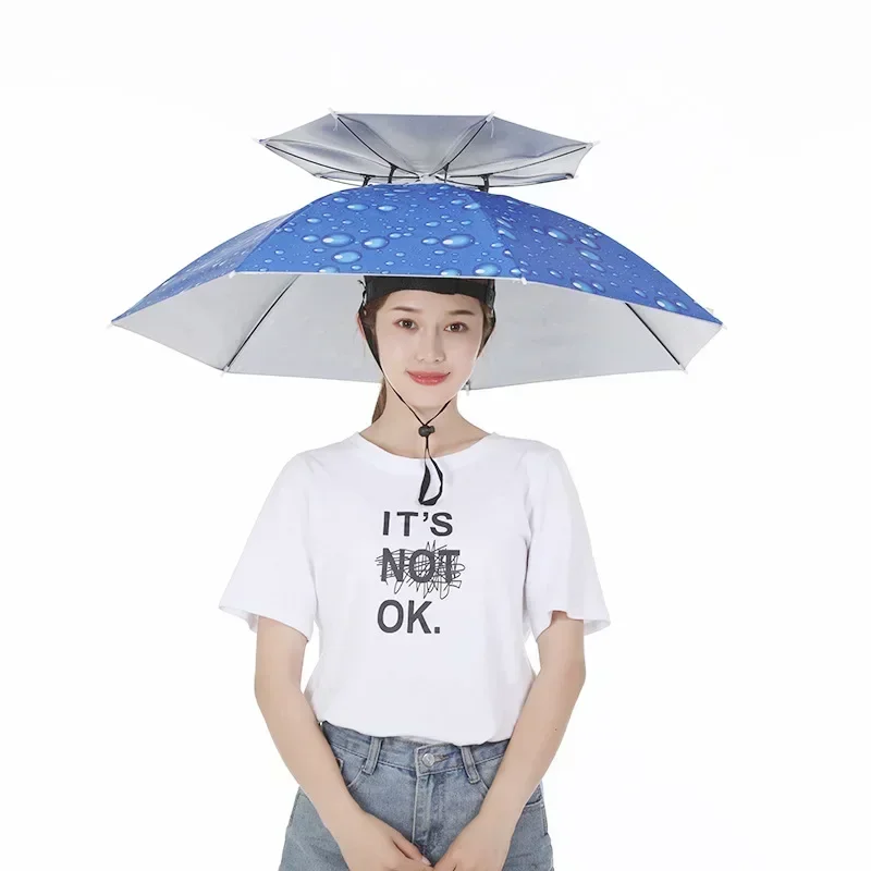 우산 모자 모자 비 태양 헤드폴딩 야외 핸즈프리 Uvheadband Hatsbeach 재미있는 모자 보호, 음영 원예