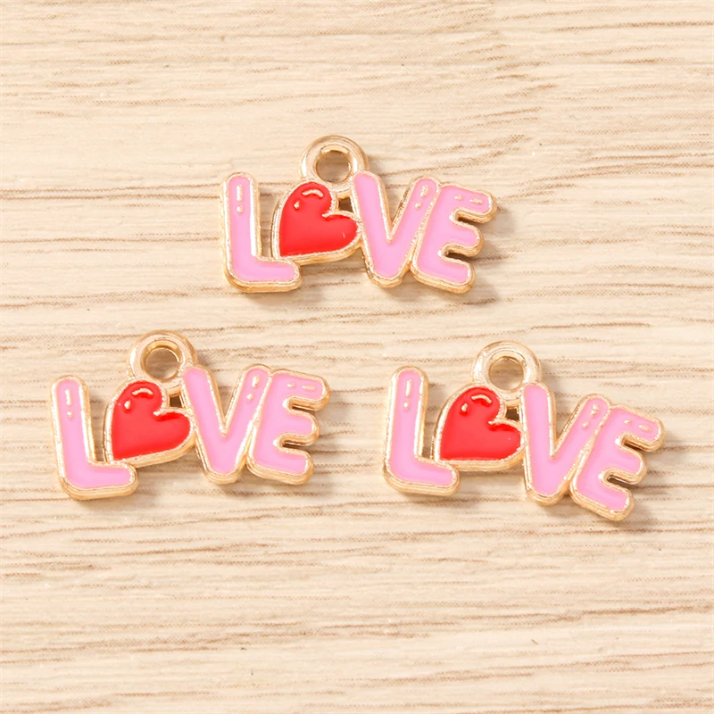 10 Stück 16 x 10 mm niedliche Emaille-Liebesbrief-Charms-Anhänger für Tropfen-Ohrringe, Halsketten, Armbänder, DIY-Handwerk, Schmuckherstellung, Zubehör – Detail 5