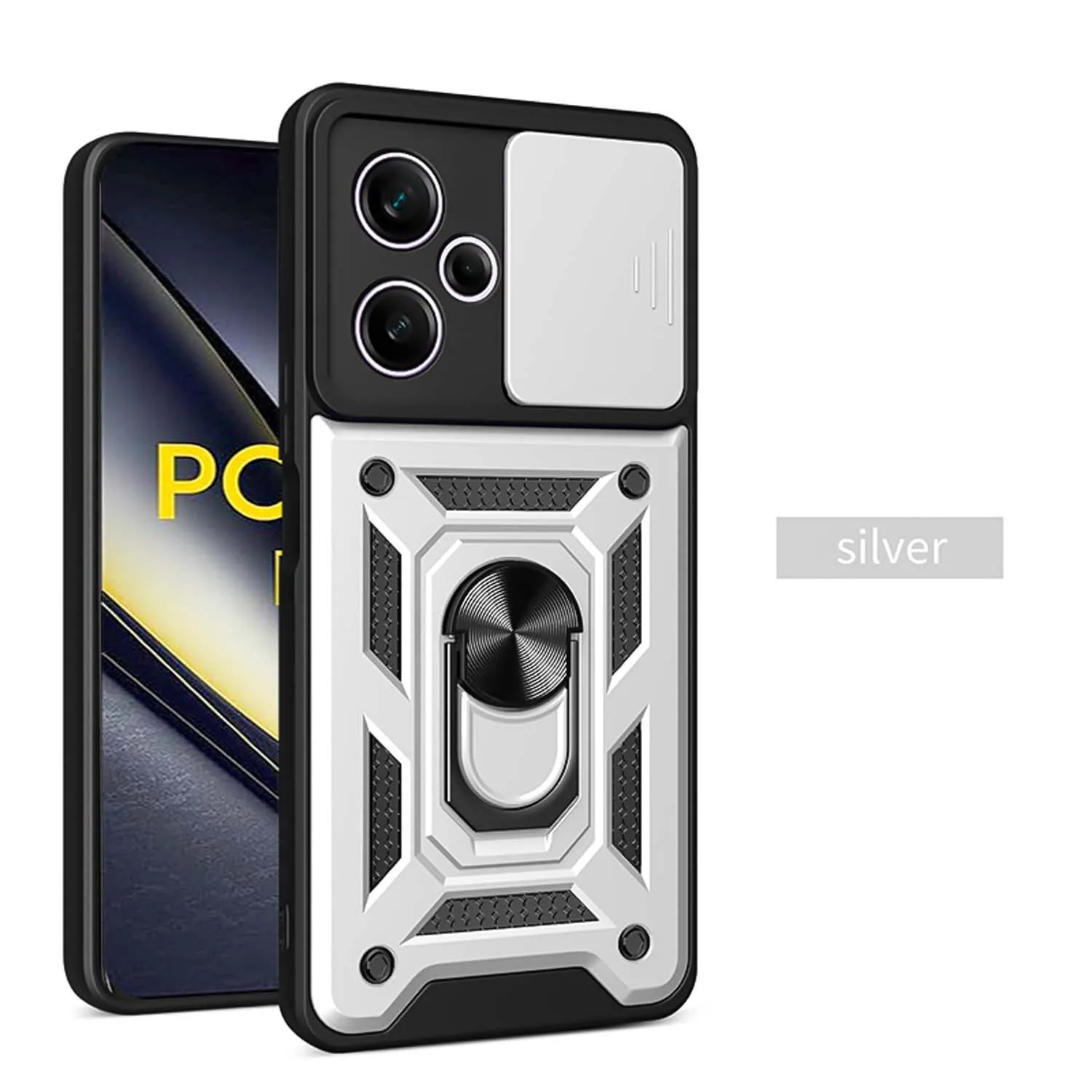 Shockproof Armor Phone Case with Car Holder and Camera Lens Protection