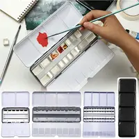 Art Supplies Creative Empty Paint Palette Watercolor Storage Case Pigment Box Grids Slots Painting Tools Drawing Supplies 1