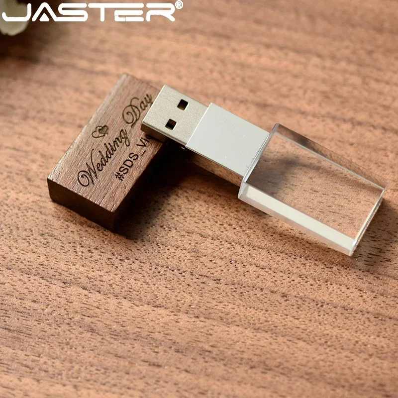 Jaster-cristal de Madeira Usb Flash Drive Pen Drive u Disco Memory Stick Pendrive 4gb 8gb 16gb 32gb 64gb Presente de Casamento - Imagem 4