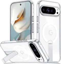 Matte Clear Magnetic Charging Shockproof Case with Invisible Kickstand - Google Pixel 10 (Clear White)