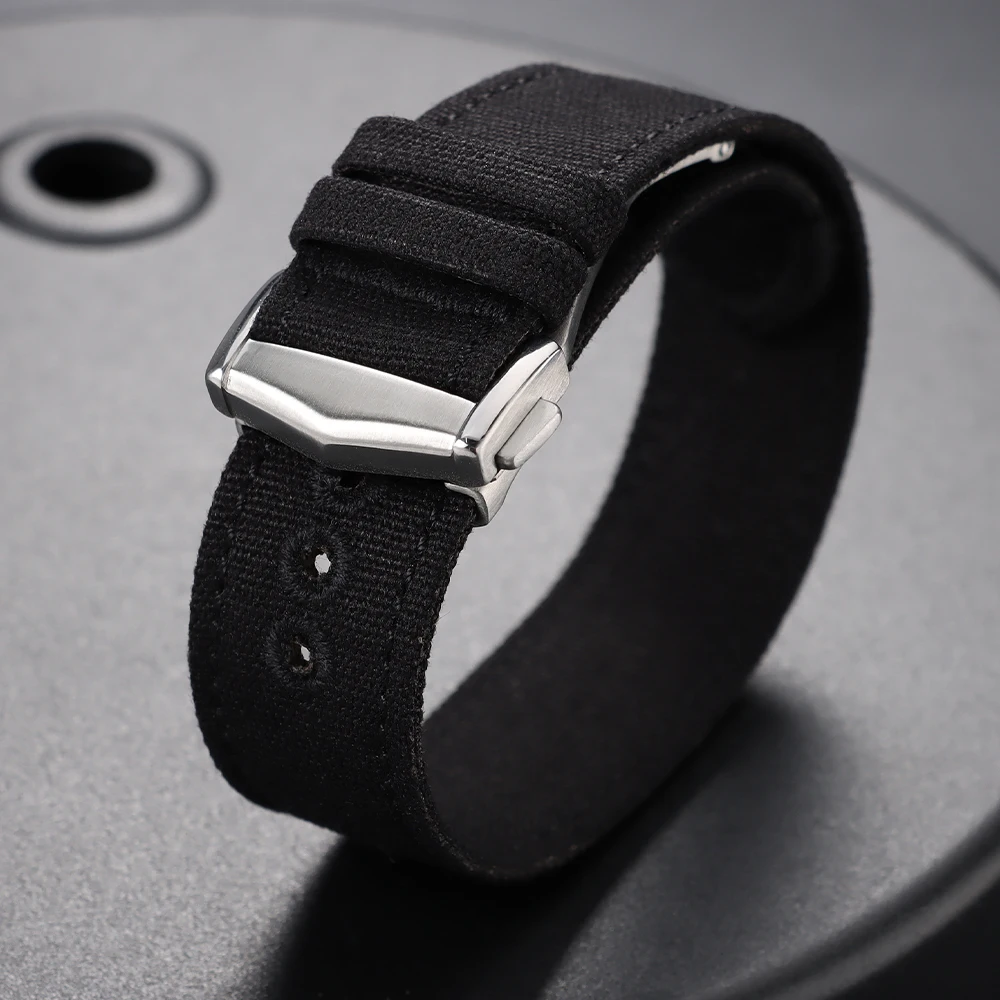 Waterproof Nylon Canvas Watch Strap with Folding Buckle - Sporty and Durable Watch Accessory