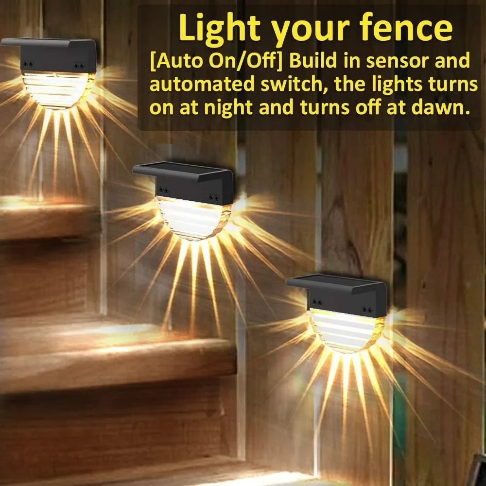 Warm/color LED solar ladder light path staircase outdoor garden light waterproof balcony light decorative patio staircase fence